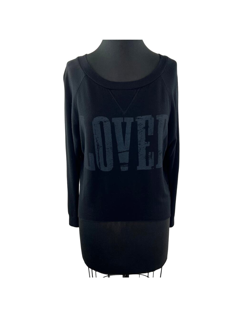 Haute Hippie LOVER Sweatshirt Black Long Sleeve Graphic Print Crewneck Size XS
